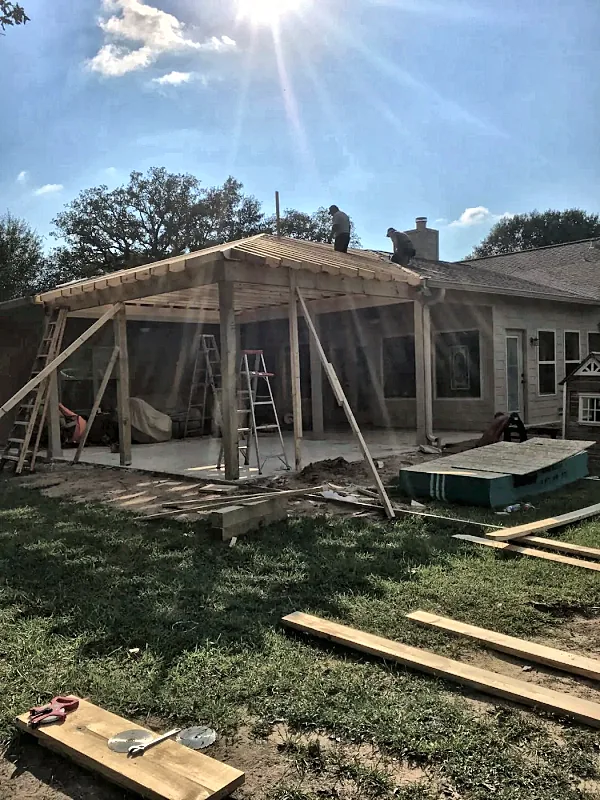 Patio cover framing in progress